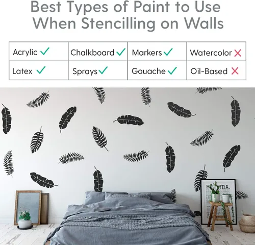 Miniatura 5 de Plantillas de hojas (3 diseños), plantillas grandes de hojas tropicales para pintar pisos, paredes, azulejos, muebles, tela, madera, cada una