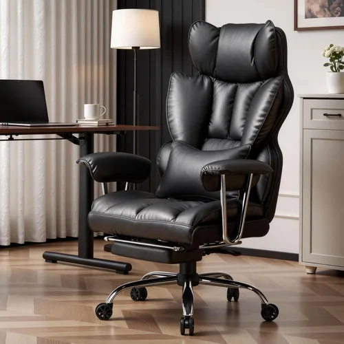Miniatura 10 de Efomao Silla de oficina ejecutiva, silla de computadora acolchada suave con reposapiés, sillas de escritorio de tela para oficina en casa, sillas