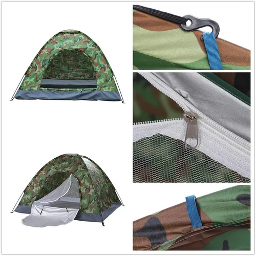 Miniatura 4 de HOBBN - Tienda de campaña de camuflaje para 3 – 4 personas, tela impermeable para mochileros, tiendas de campaña familiares, para senderismo