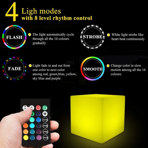 Miniatura 8 de Silla de cubo LED de 20 pulgadas, Mesa de Luz de Cubo LED Inalámbrica Recargable, cubos de luz brillantes de 16 colores, lámpara de pie impermeable