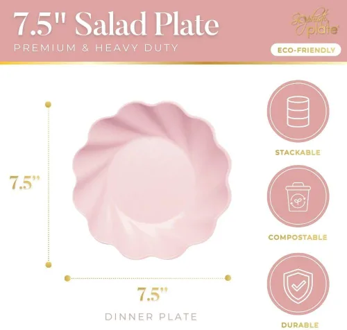 Miniatura 4 de Sophistiplate Platos de cena compostables ecológicos – Hecho de fibra de madera de bambú y caña de azúcar – Platos biodegradables y desechables