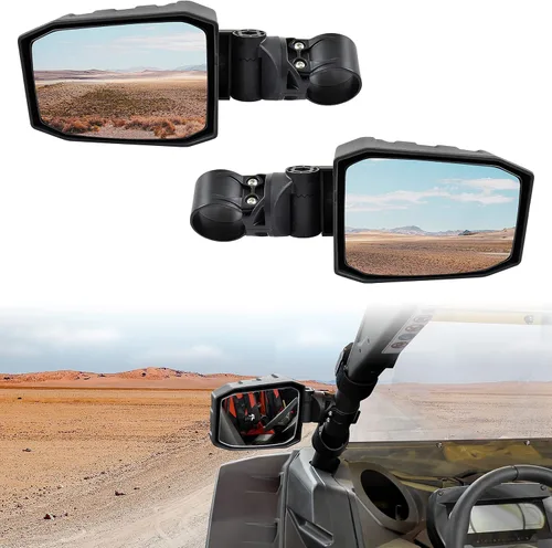 SAUTVS Espejos laterales retrovisores ajustables para Can-Am Maverick X3, diseño más amplio, espejos laterales convexos transparentes plegables para