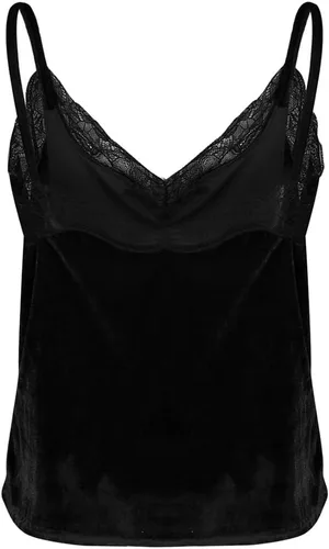 Miniatura 4 de Camisola de encaje sexy para mujer, blusa sin mangas casual con cuello en V, terciopelo con tirantes delgados, camisola sin mangas, Vino