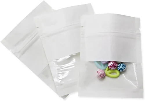 Miniatura 7 de PABCK Paquete de 100 bolsas pequeñas de papel kraft negro resellables de 2.7 x 3.5 pulgadas (tamaño interior de 2.36 x 2.36 pulgadas) con ventana