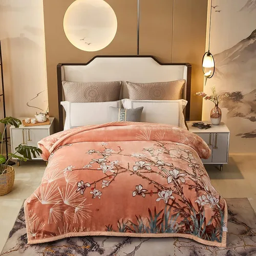 Miniatura 9 de LGYKUMEG Manta pesada de visón coreano, tamaño Queen de 79 x 91 pulgadas, sedosa suave y cálida, manta de cama Raschel reversible de 2 capas, 9