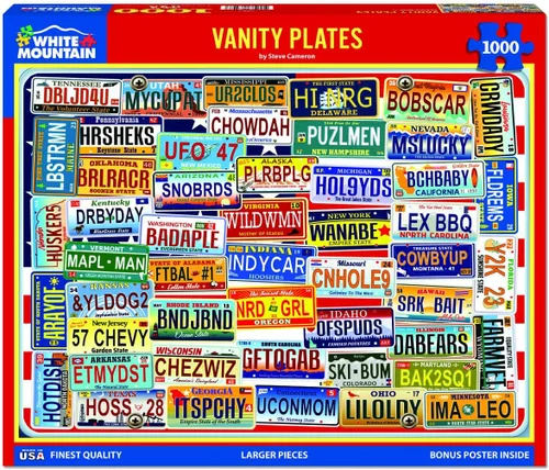 Miniatura 2 de White Mountain Rompecabezas de 1000 piezas para matrículas estatales, collage con piezas grandes para adultos y familia de 24 x 30 pulgadas, placas
