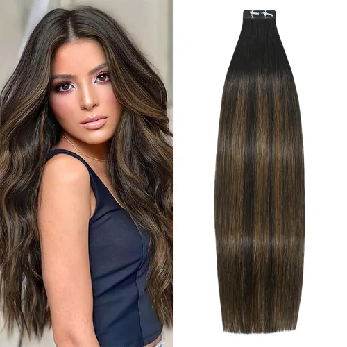 Miniatura 14 de WindTouch Extensiones de cabello humano con cinta adhesiva, color rojo, 20 unidades, 14 pulgadas, #rojo, 1.06 oz