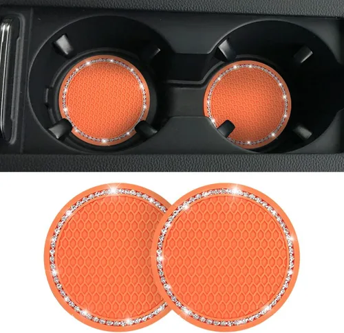 Miniatura 9 de Portavasos para automóvil, 2 piezas, accesorios universales de diamantes de imitación de cristal brillante de 2.75 pulgadas, juego de almohadillas