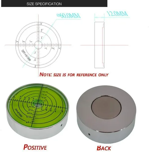 Miniatura 4 de Burbuja horizontal de alta precisión de aleación de aluminio universal de alta precisión medidor de nivel de burbuja de nivel circular corrección