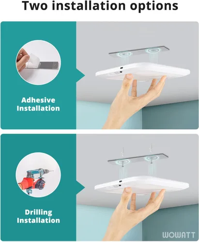 Miniatura 2 de wowatt: lámpara de techo recargable operada por batería, luz de sensor de movimiento para interiores, lámpara de ducha inalámbrica con mando a
