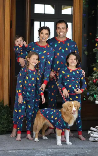 Miniatura 2 de PajamaGram - Pijamas navideños a juego para la familia, diseño luces de Navidad