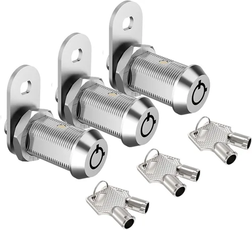 Miniatura 11 de Paquete de 1 cerradura de gabinete con llaves, cerraduras tubulares de leva de 5/8 pulgadas con llave similar, cerradura de RV para armarios de Negro