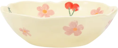 Miniatura 8 de Koythin - Cuencos para ensalada, lindos cuencos de cerámica con flores azules, cuenco de servir amarillo crema para pasta, cereal, fruta, sopa