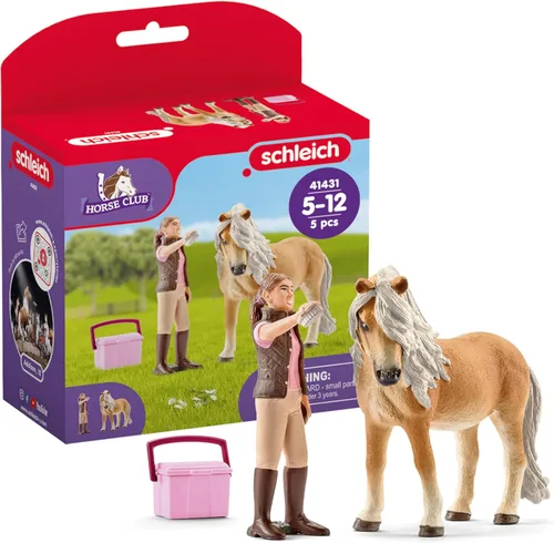 Schleich Horse Club Horse Toy para niñas y niños a partir de 5 años, novio con pony islandés
