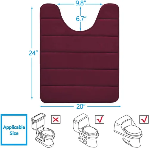 Miniatura 2 de Buganda - Tapete de espuma viscoelástica para baño con contorno en forma de U, antideslizante, absorbente, grueso, suave, lavable, para base