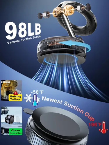 Miniatura 3 de snanlen Soporte magnético de teléfono mejorado al vacío de 360°, soporte magnético para teléfono para automóvil, soporte de teléfono con ventosa