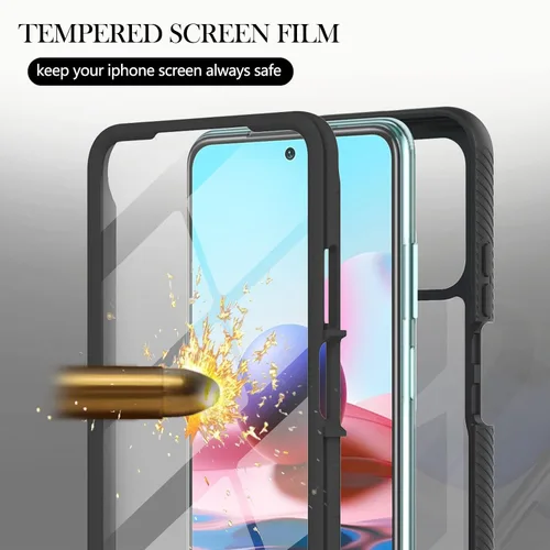 Miniatura 3 de XYX Funda compatible con Xiaomi Redmi Note 10s, protector de pantalla integrado transparente de cuerpo completo híbrido resistente para Redmi Note