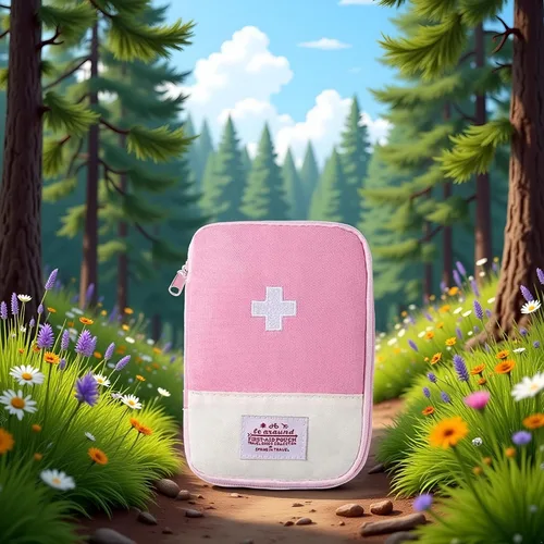 Miniatura 3 de GANPUB 1 bolsa de primeros auxilios rosa – Bolsa vacía de primeros auxilios, mini bolsa médica portátil para acampar al aire libre, senderismo
