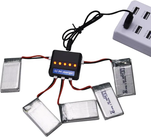 Miniatura 5 de Blomiky Paquete de 5 baterías Li-PO 25C MX2.0 de 3.7 V 800 mAh y caja de tablero 4 en 1 para Syma X5SW X5C-1 X5 X5C X5SC H42 T5W H5C CW4 SS40 FQ36