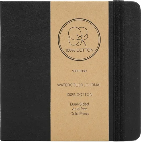 Miniatura 11 de Vienrose Cuaderno de bocetos de acuarela, diario de acuarela de 5.5"x5.5" con 24 hojas, 48 páginas, 140 LB (300 GSM), papel de acuarela de algodón