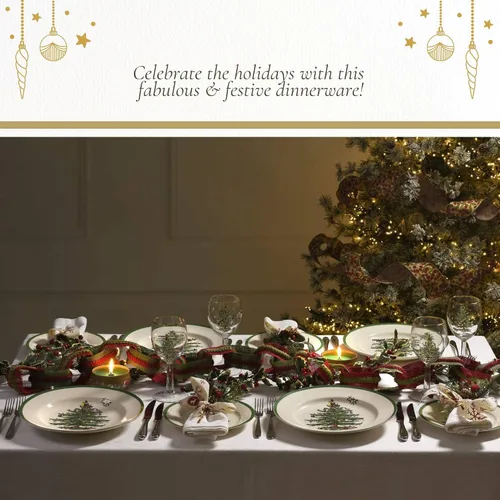 Miniatura 5 de Spode - Bandeja de árbol de Navidad Devonia - 8.5 pulgadas Ensaladera festiva en loza fina para ensalada, pasta, fruta - Vajilla de fiesta - Apto