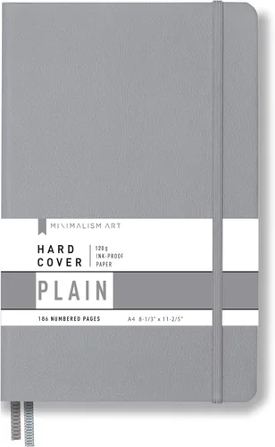 Miniatura 28 de Minimalism Art, Premium Hard Cover Notebook Journal, X-Large Size, Master A4 8.3" x 11.4", 186 Numbered Pages, Gusseted Pocket, Ribbon Bookmark