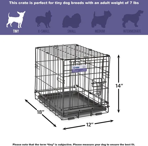 Miniatura 9 de Midwest Homes for Pets iCrate - Jaula plegable para perros de 18 pulgadas con panel divisor, bandeja a prueba de fugas y pestillos seguros, perrera