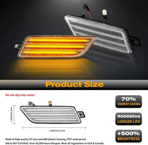 Miniatura 6 de POPMOTORZ Kit de luces de señalización lateral del parachoques delantero, kit de lámparas intermitentes LED ámbar completas para 2014-2022 Porsche