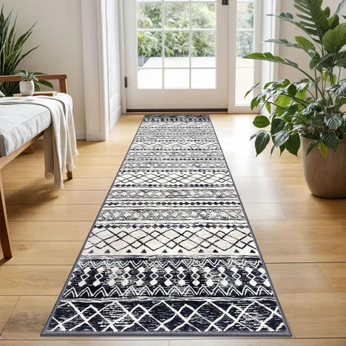 Miniatura 49 de KUTA Alfombras Boho para pasillos de 2.6x10 pies, alfombra de pasillo marroquí lavable, antideslizante, vintage, gris, alfombras de cocina, ultra