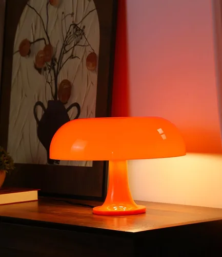 Miniatura 6 de Lámpara de hongo naranja Anykonio, lámpara de mesa moderna de mediados de siglo para dormitorio, lámparas pequeñas de mesita de noche decorativas
