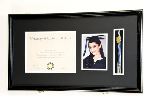 Miniatura 18 de Marco de diploma de graduación personalizado con borla, tapa de fotos grabado, vitrina para certificado de 11 x 8.5 pulgadas con colores Acabado