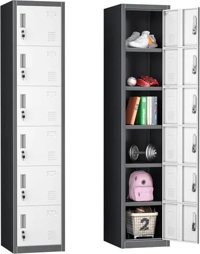Miniatura 8 de INTERGREAT Armarios metálicos de 6 puertas para empleados para oficina, escuela y gimnasio,Armario de acero para empleados,Negro