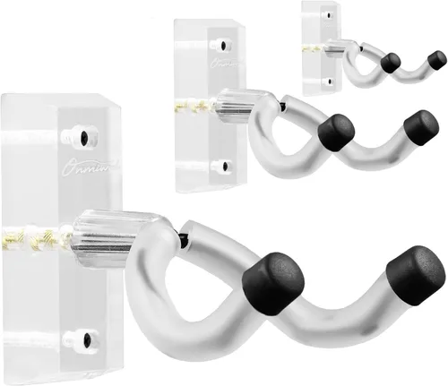 Miniatura 10 de Soporte de pared para guitarra, paquete de 3, colgador de guitarra de madera dura de acacia, soporte de pared para guitarra en forma de U, soporte