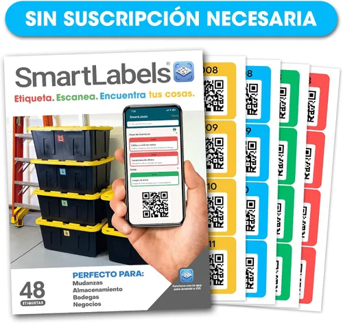 Miniatura 13 de Smart Labels Paquete de 48 calcomanías de código QR (modernas) fabricadas en Estados Unidos, etiquetas de código QR para almacenamiento