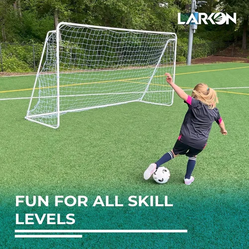 Miniatura 8 de Portería de fútbol 12×6 – Larkon – Tamaño para patio trasero, entrenamiento y torneo – Estructura de acero resistente al óxido para niños y adultos
