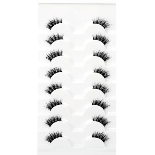 Miniatura 589 de Pooplunch - Pestañas postizas finas de visón sintético, estilo ojo de gato, naturales, cruzadas, tipo racimo, efecto 8D de volumen, tiras