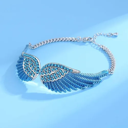 Miniatura 6 de Pulseras de alas angulares para mujer, pulsera de cadena ajustable chapada en plata, brazalete de ala de ángel para mujer, cumpleaños, Navidad, día