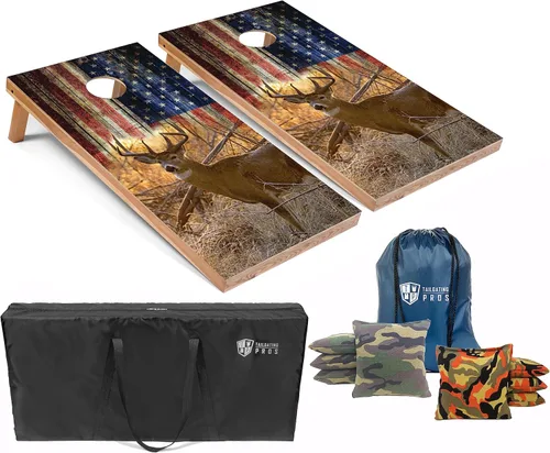 Miniatura 14 de Tailgating Pros - Juego de tableros para juego de cornhole con bolsas de maíz y estuche de transporte - Lanzamiento de agujero de maíz de 4 x 2 pies