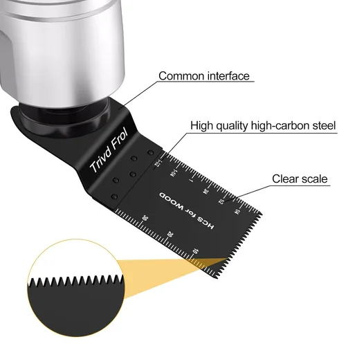 Miniatura 4 de Trivd Frol 100 piezas de hojas de sierra oscilantes, hojas de multiherramienta universales profesionales de titanio para madera, plásticos, metal