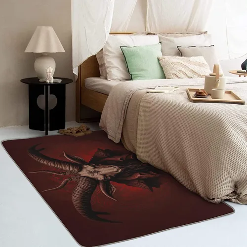 Miniatura 3 de Baphomet - Alfombra de área de 3 x 4, alfombra demoníaca, alfombras lavables para decoración de sala de estar y dormitorio, alfombra suave Baphomet