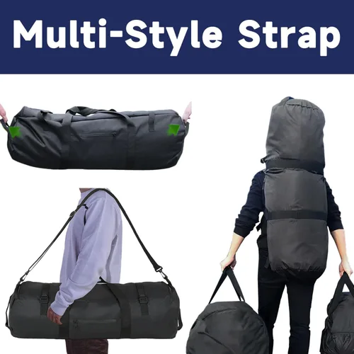Miniatura 7 de Arxus Bolsa de lona extra grande para equipaje de viaje, deporte y campamento con correa para el hombro, Negro