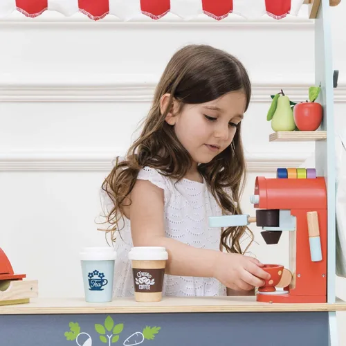 Miniatura 5 de Le Toy Van - Honeybake - Juego de máquina de café de madera prémium - Juego de juguetes de cocina y café Accesorios de cocina de juguete para Rojo