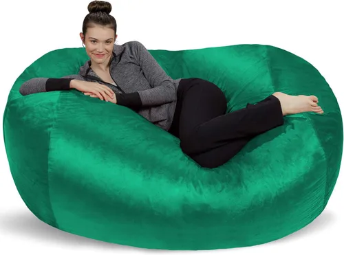 Miniatura 48 de Sofa Sack Funda para silla puff solamente, sin relleno, cómoda funda de repuesto para silla redonda, 5 pies, color carbón Carbón - Solo funda