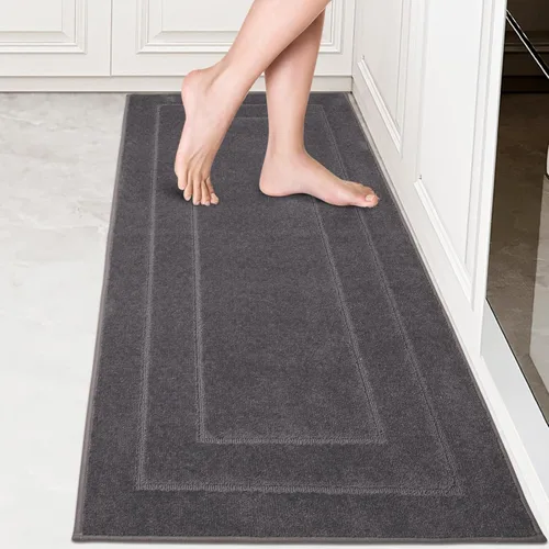 Miniatura 25 de PURRUGS Juego de 2 alfombras de cocina lavables a máquina (24 x 35.5 + 24 x 59 pulgadas), alfombras de pasillo de cocina antideslizantes y Marrón