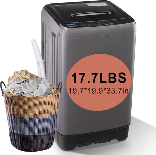 Miniatura 11 de KRIB BLING Lavadora portátil completamente automática de 17.7 libras, lavadora compacta con pantalla LED, descarga de drenaje, 10 programas