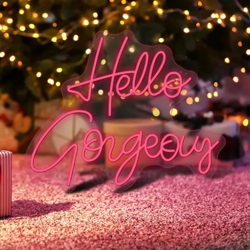 Miniatura 9 de Letrero de neón con texto en inglés «Hello Gorgeous Neon Sign» para regalo – Bar Pub Club Rave Apartment Decoración del hogar para fiesta de Navidad