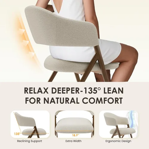 Miniatura 3 de COLAMY Juego de 6 sillas de comedor, sillas modernas tapizadas de tela para comedor, cocina, sillas laterales con respaldo abierto y asiento