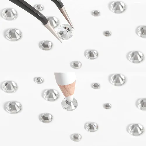 Miniatura 5 de Beadsland Diamantes de imitación para maquillaje, 8 tamaños, 2500 unidades de diamantes de imitación de cristal con parte trasera plana, gemas