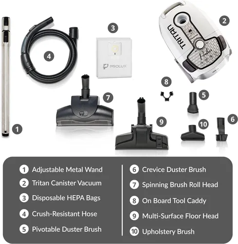 Miniatura 3 de Prolux Tritan aspiradora HEPA con caño para pisos sólidos con poderoso motor de 12 Amp