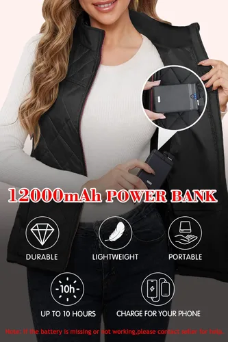 Miniatura 5 de PETREL Chaleco térmico para mujer con batería recargable eléctrica
